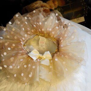 Gold Polka Dot Baby Tutu Skirt w/ Satin Bow – Size 0–12M